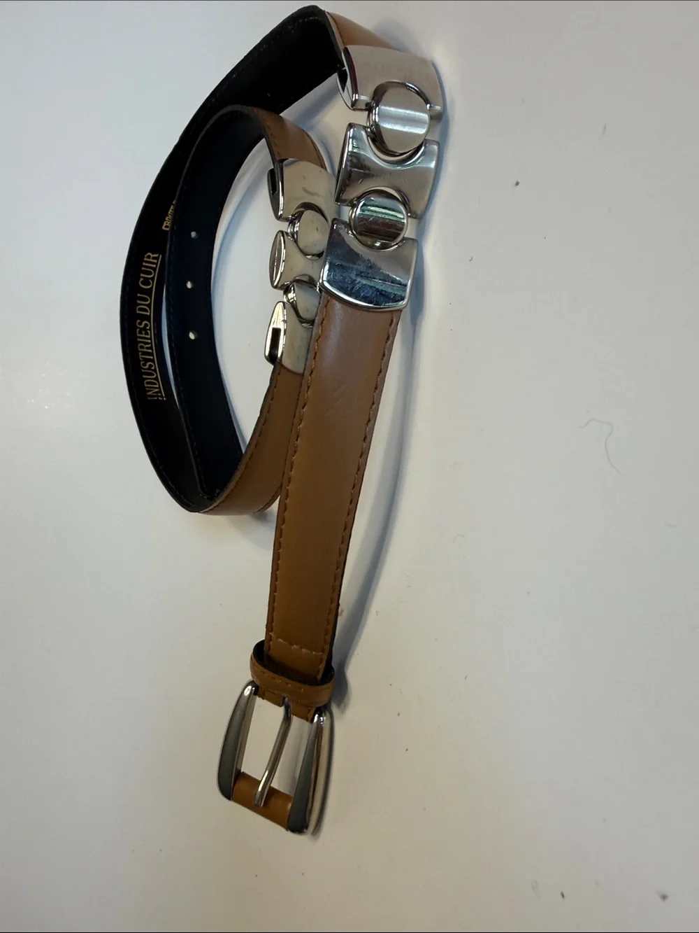 Women’s French Tan Leather Belt with Silver Hardware